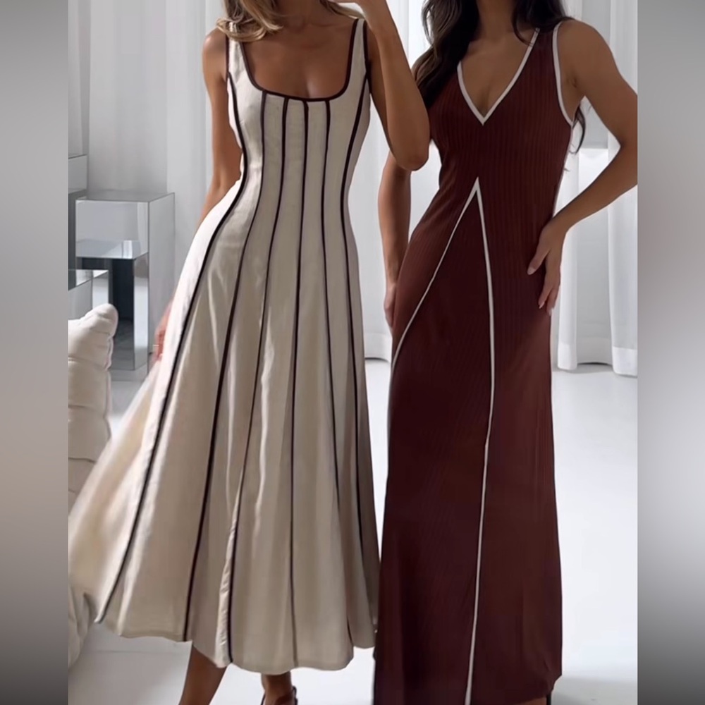 MOTF Premium contrast midi dress
